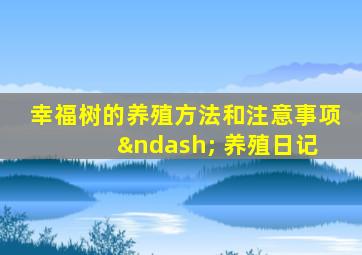 幸福树的养殖方法和注意事项 – 养殖日记